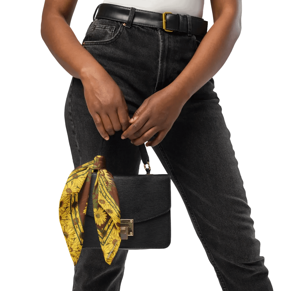 “Helianthus Sunflower Amongst the Greens” Bandana in Red product image (4)