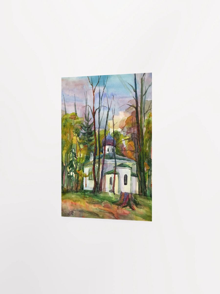 Tranquil Woods Watercolor Poster - Country Ancient Church product image (4)