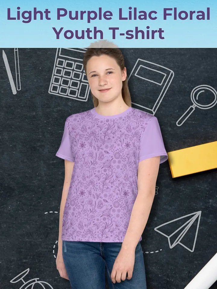 Light Purple Lilac Floral Youth T-shirt product image (1)