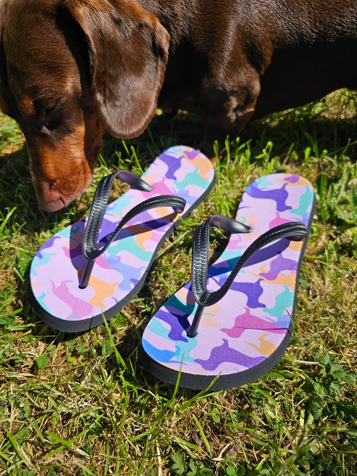 Hughie Dachshund Flip-Flops! product image (1)