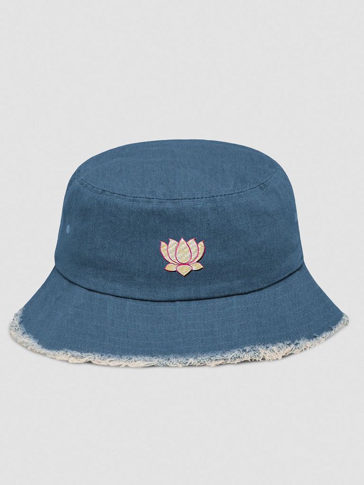 Golden Lotus Distressed Denim Bucket Hat product image (1)