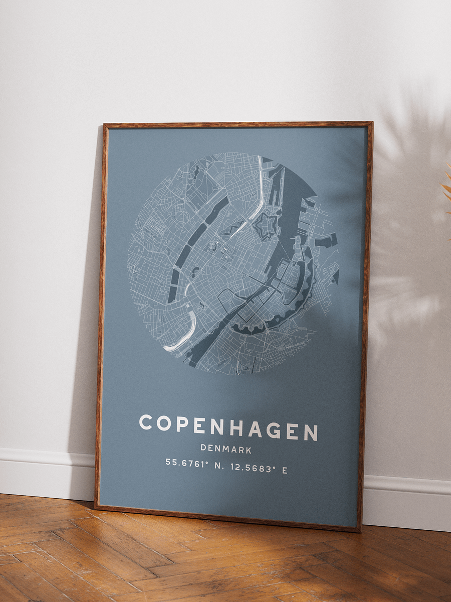 Copenhagen Street Map Poster – Blue Minimalist Circular City Art product image (3)