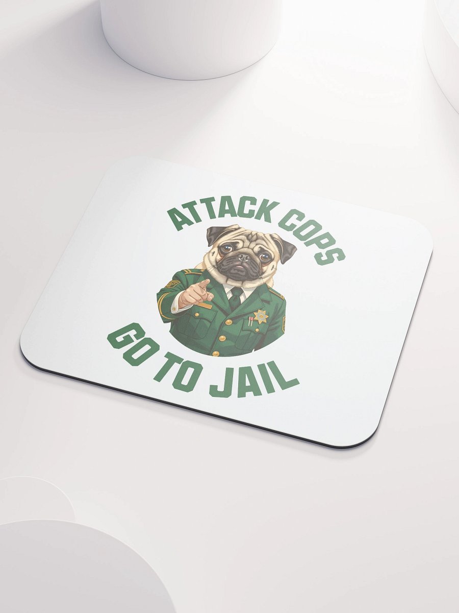 "Attack Cops Go to Jail" mouse pad - green ink product image (3)