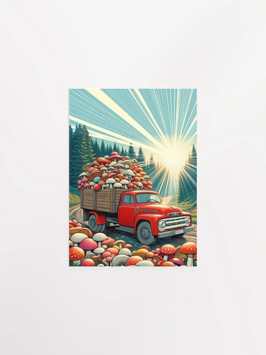 Vintage Red Truck with Mushrooms - Enchanting Forest Art Print product image (2)