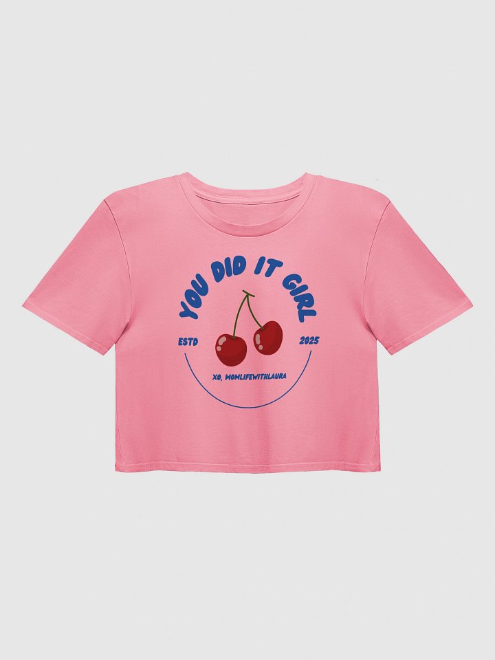 You Did it Girl Cherries Cropped Tee - Blue/Pink product image (1)