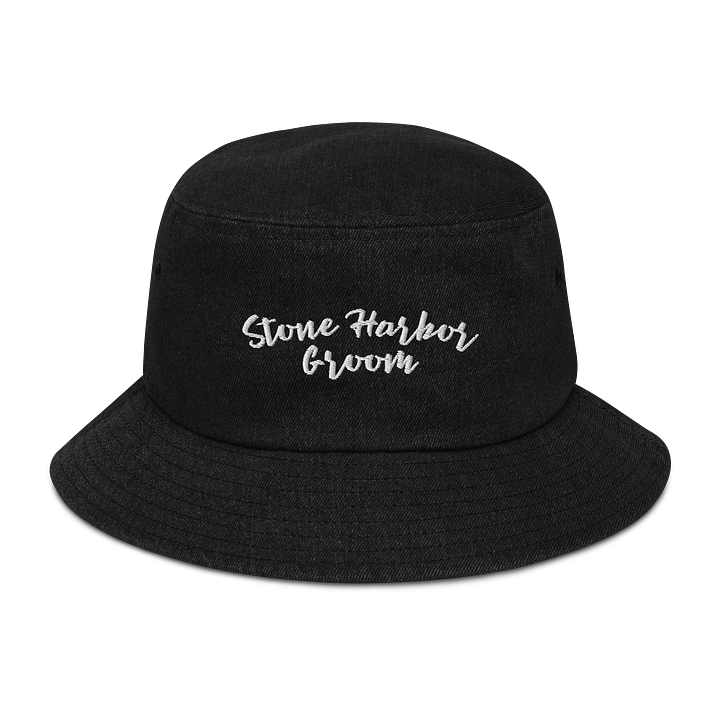 Stone Harbor NJ Groom Embroidered Denim Bucket Hat product image (1)