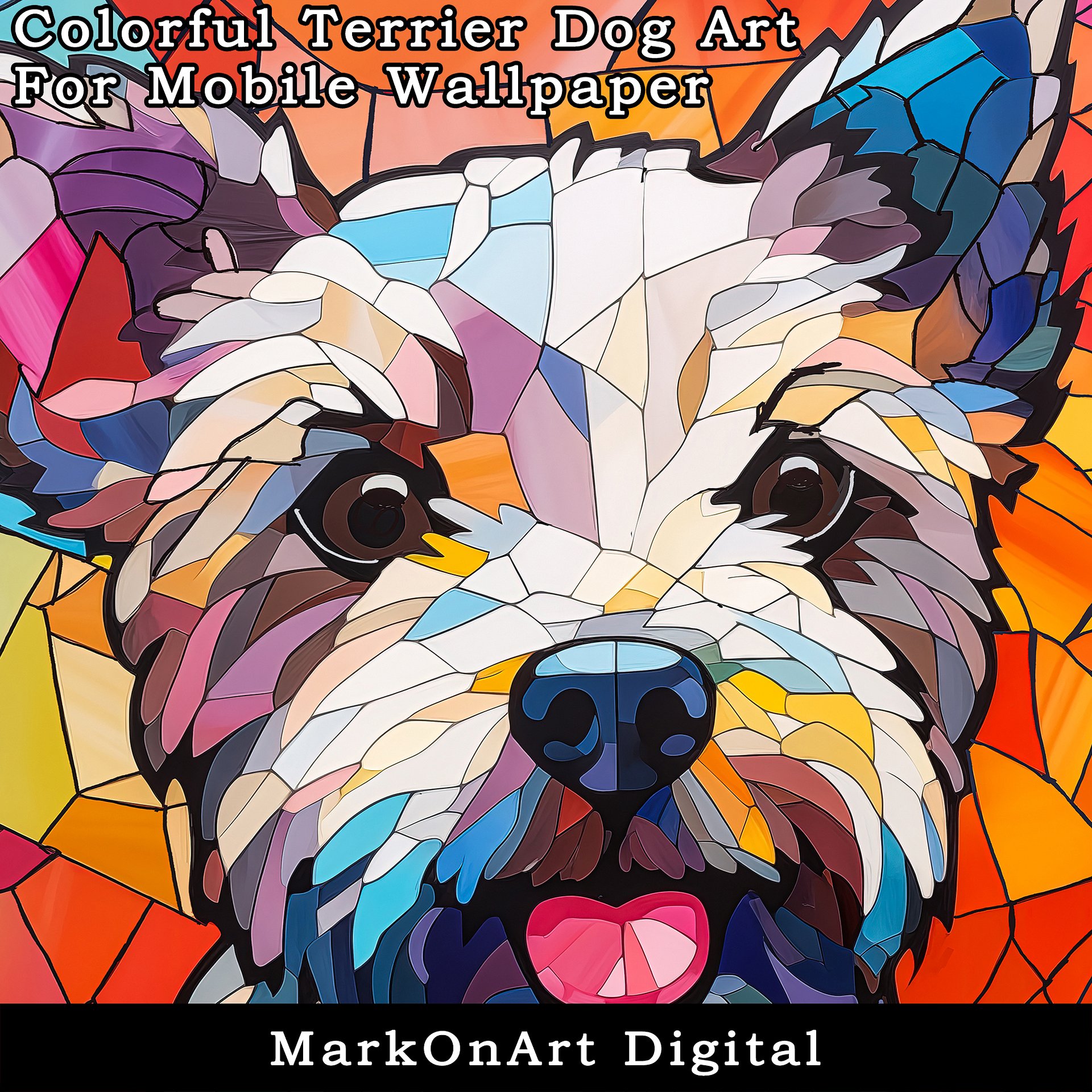 Colorful Terrier Dog For Mobile Phone Wallpaper or Lock Screen | High Res for iPhone or Android Cellphones product image (3)