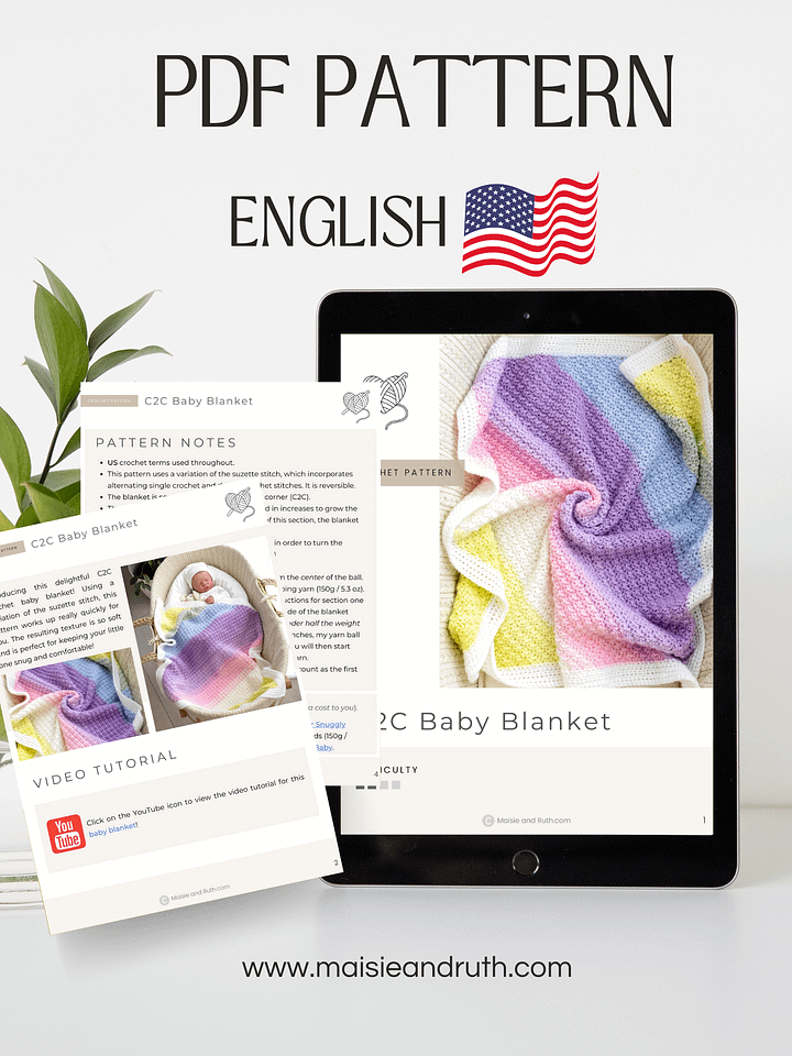 Crochet Pattern: C2C Baby Blanket product image (2)