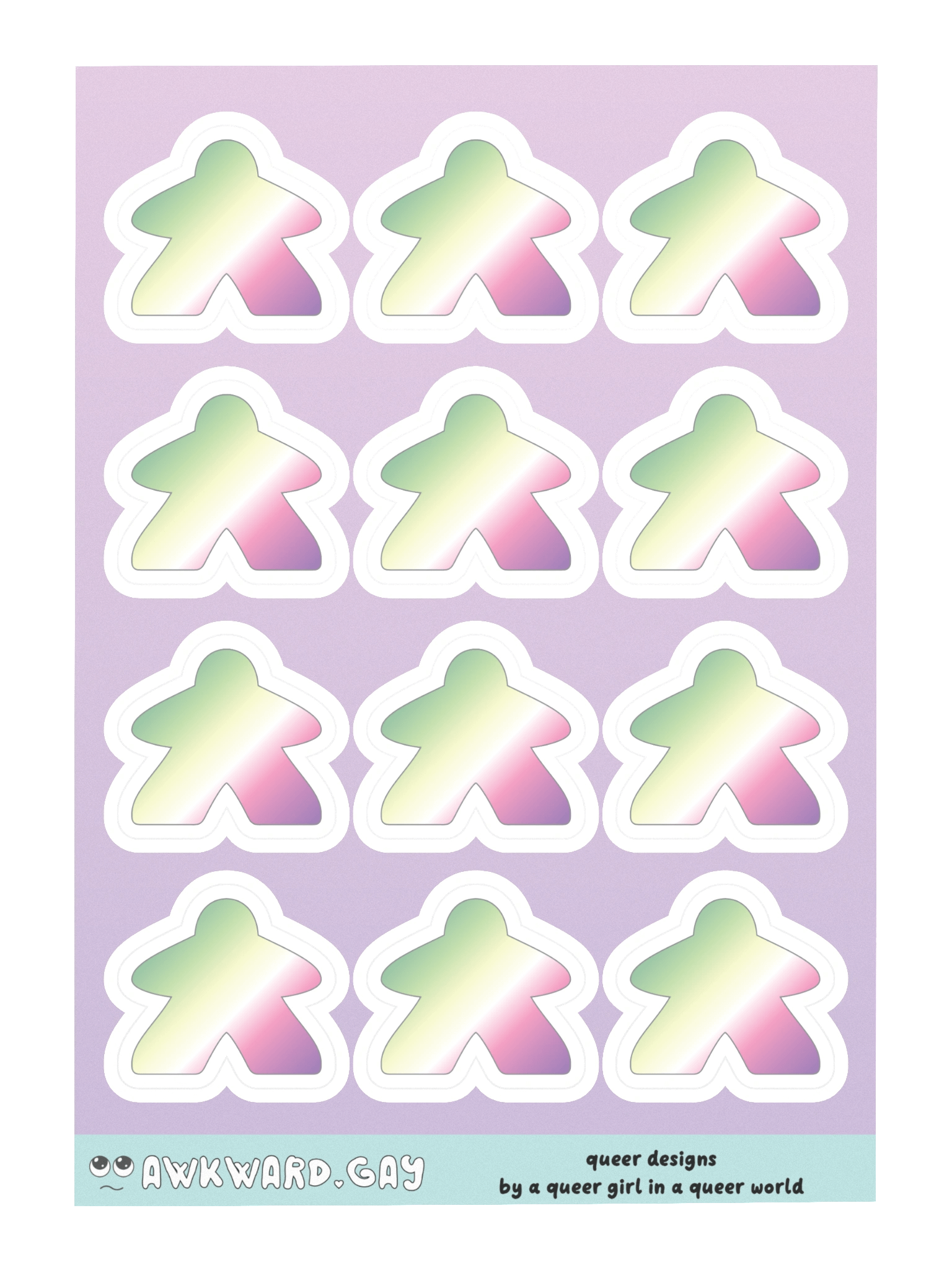 Genderfae Pride Gradient Meeple Sticker Sheet product image (3)