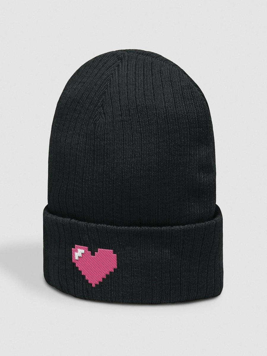 Pixel Heart Rib Knit Beanie product image (3)