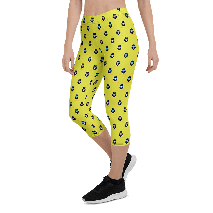 Synthsquatch Fitness Bigfoot Monogram Logo All-Over Print Capri Leggings (Neon Yellow) product image (5)