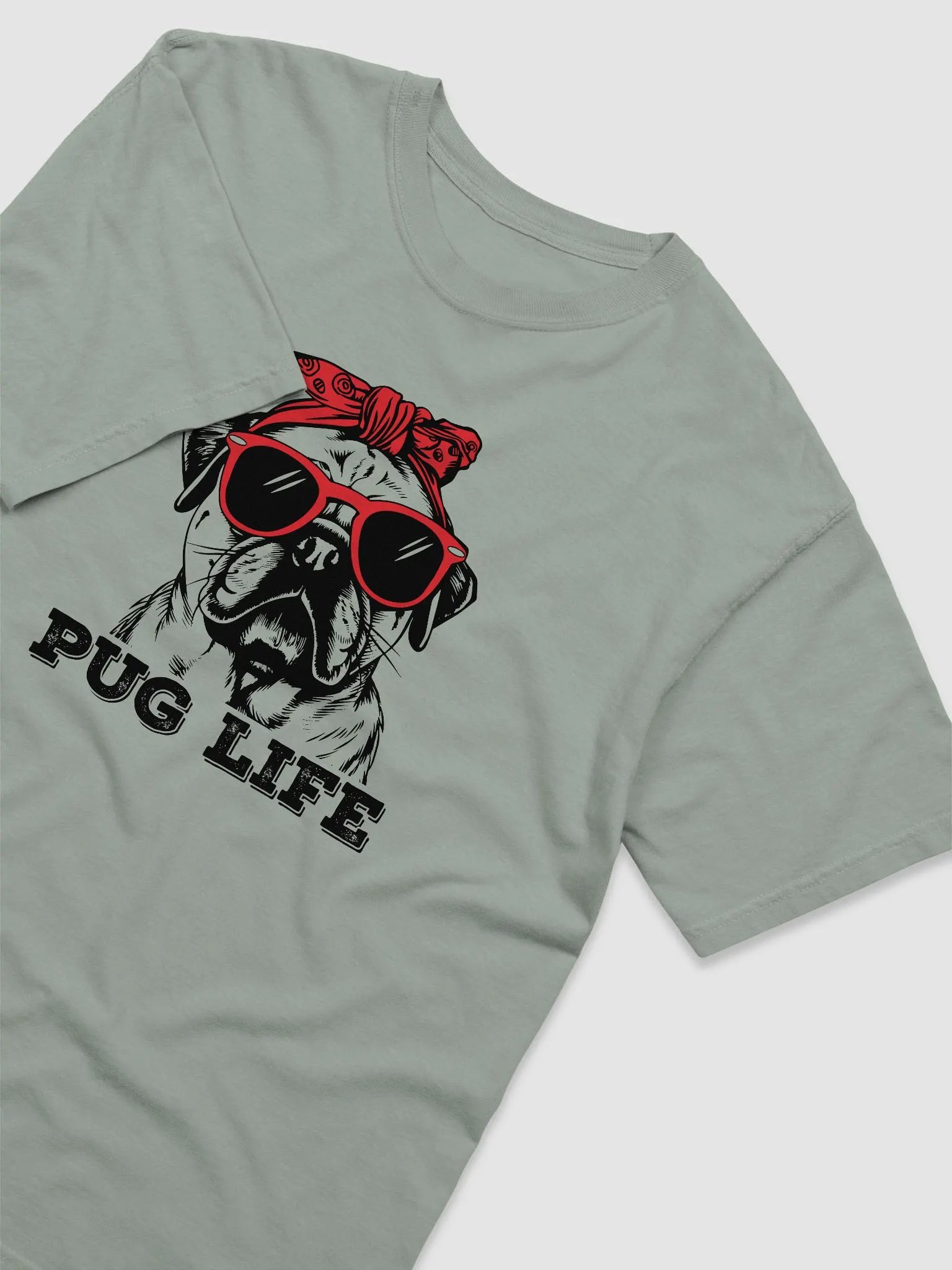 Pug Life T-Shirt | Funny Pug Wearing a Bandana and Sunglasses T-Shirt for Pug Owners product image (6)