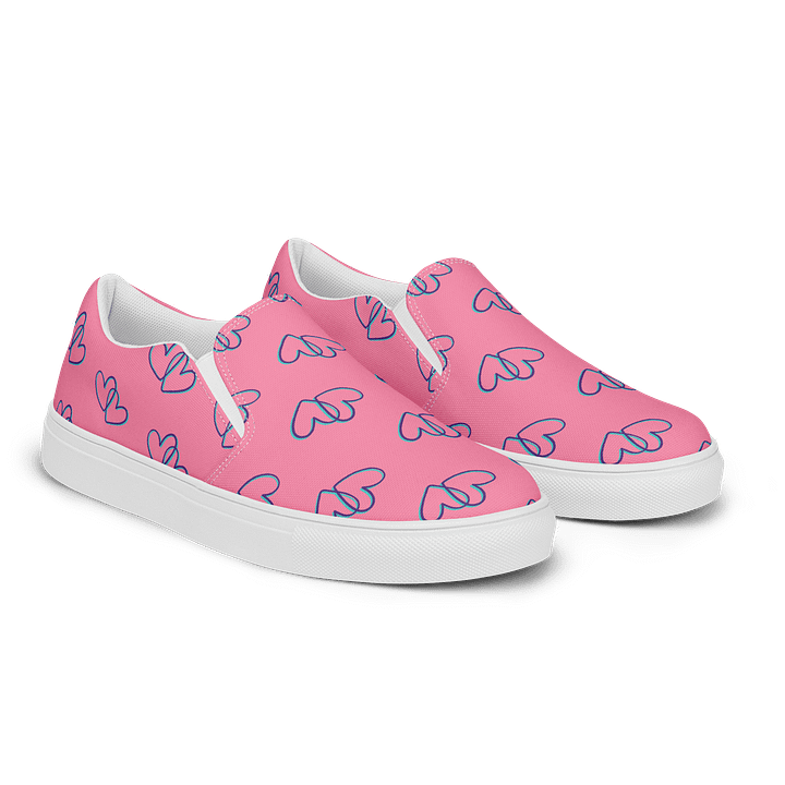 Pink Heart Men's Canvas Slip-On Shoes product image (2)