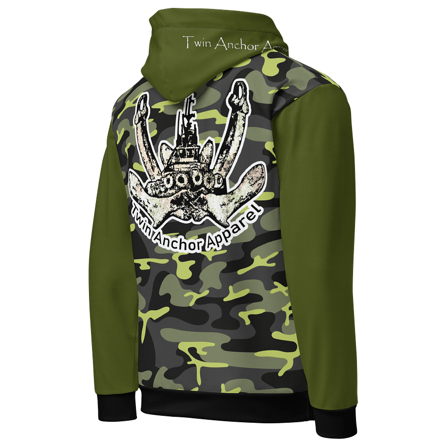 Green & Camouflage Twin Anchor Logo Hoodie product image (5)