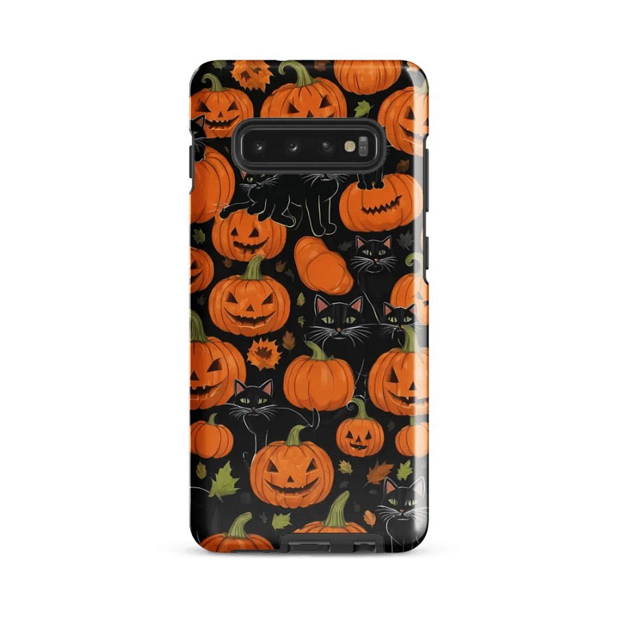 Haunted Whimsy: Pumpkin & Cat Face Samsung Galaxy Case product image (47)