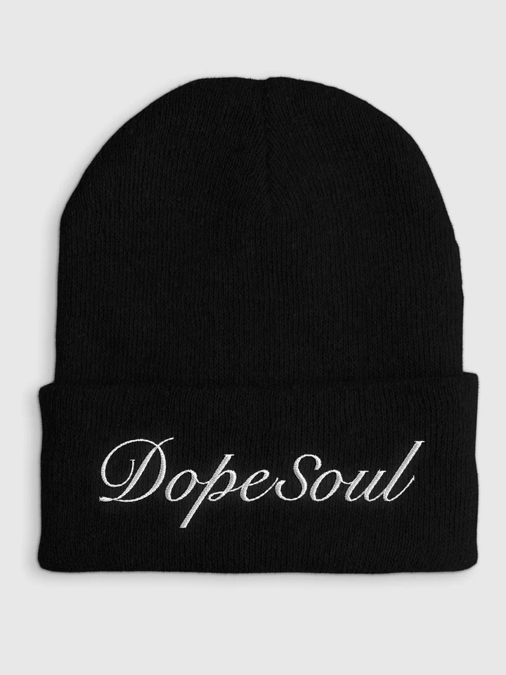 EMBROIDERED BLACK WORDMARK BEANIE product image (1)