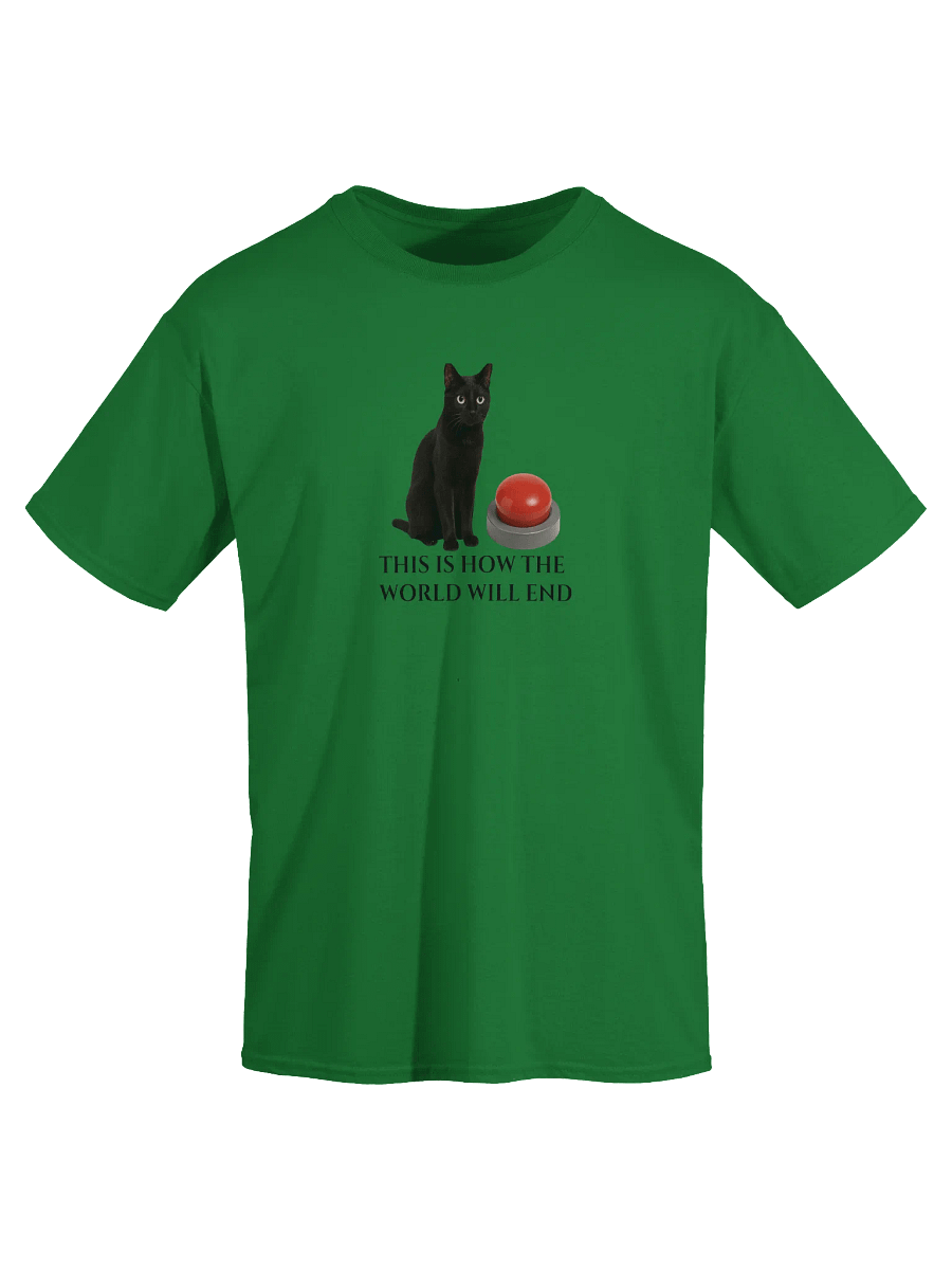 Apocalyptic Cat and Red Button T-Shirt product image (34)