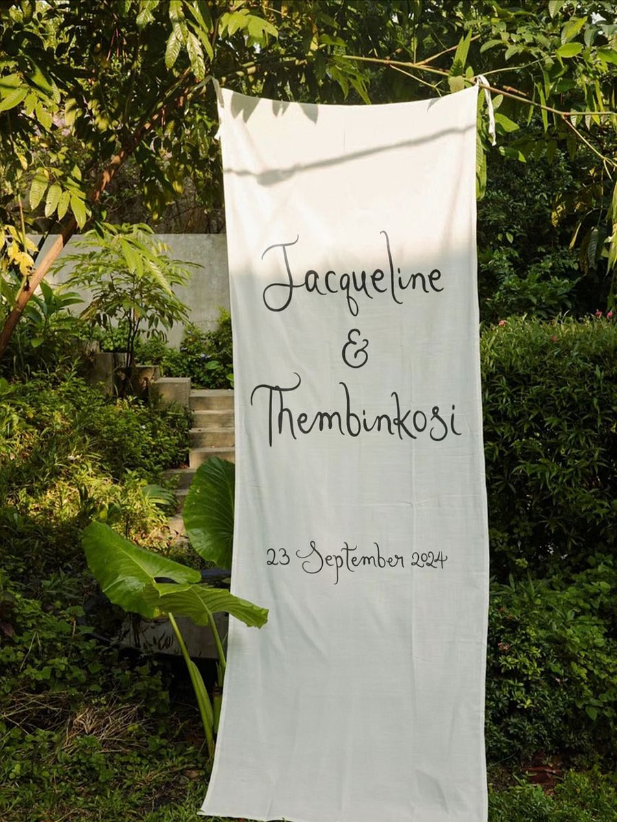 Whimsical Wedding Linen Welcome Sign product image (1)