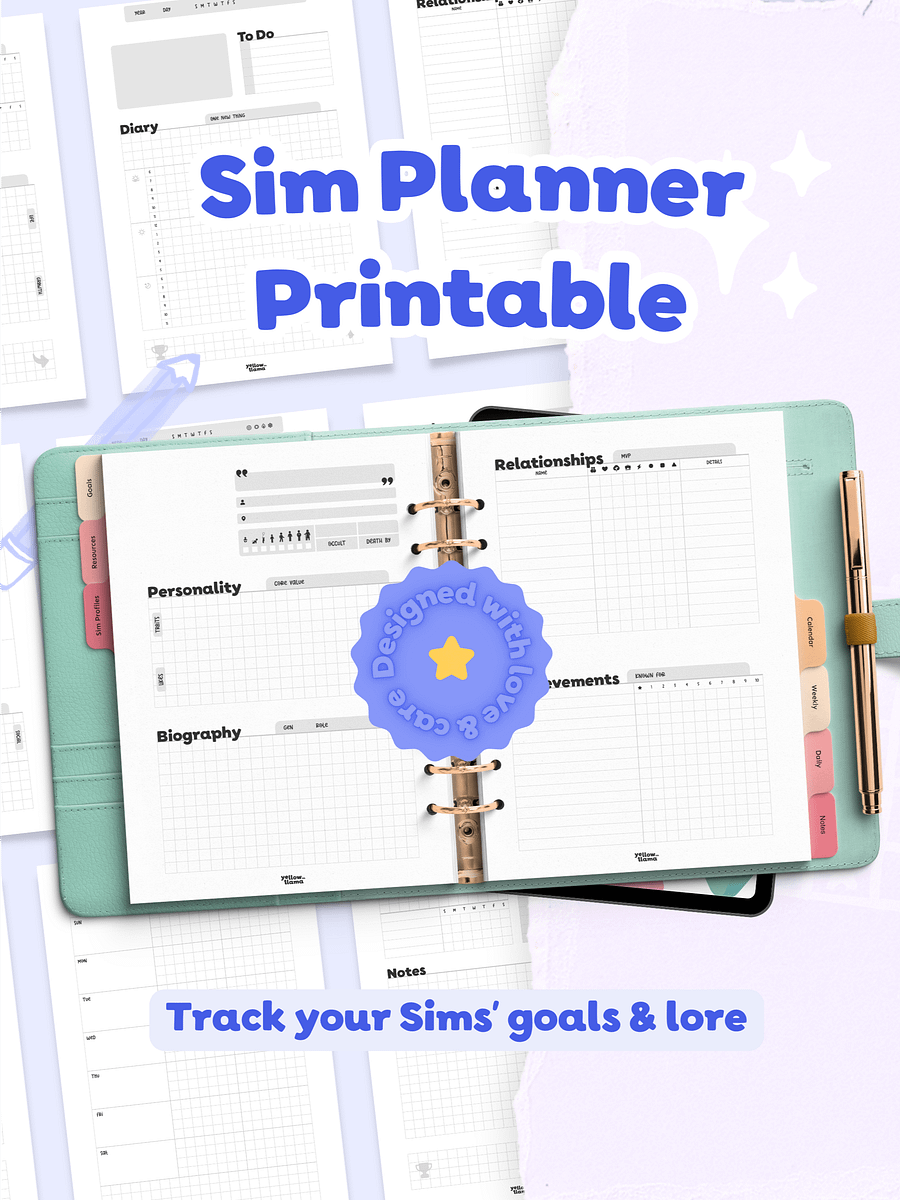 Sim Planner Printable product image (1)