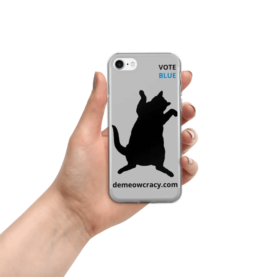 Vote Blue Dancing DeMeowcracy Cat iPhone Case - Light Grey product image (8)