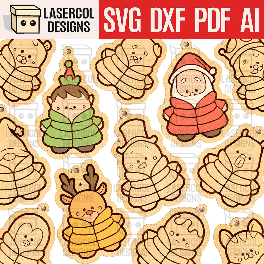 Christmas Ornaments Mega Bundle (12 Sets, +120 Ornaments) - Laser Cut Files product image (8)