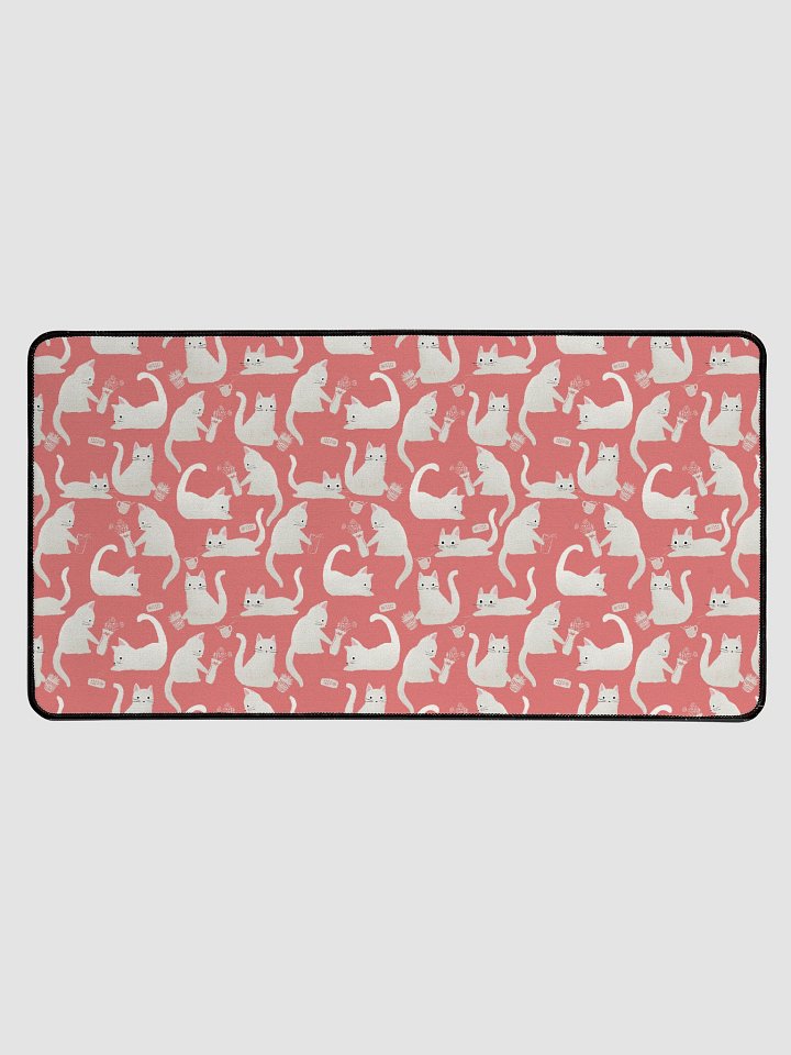 Bad Cats Knocking Stuff Over Patterned Desk Mat, Pink product image (1)
