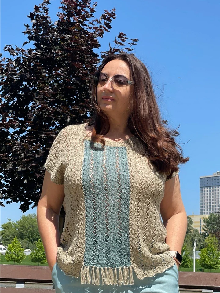 PDF мастер-класс по вязанию летнего ажурного топа с бахромой | Женский Топ | Вязание спицами product image (1)