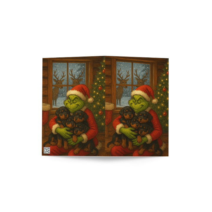 Grinch & Rottweiler puppies Greeting Card product image (4)