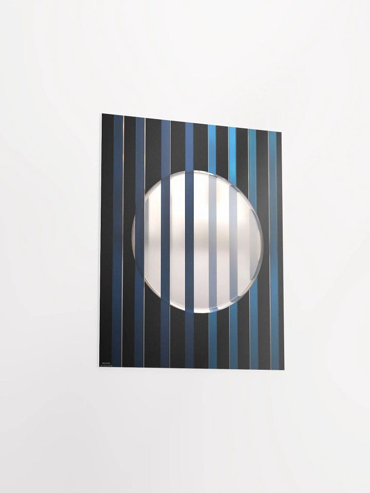 Minimalist 3D Digital Art | Blue Lines White Circle on Black Background product image (2)