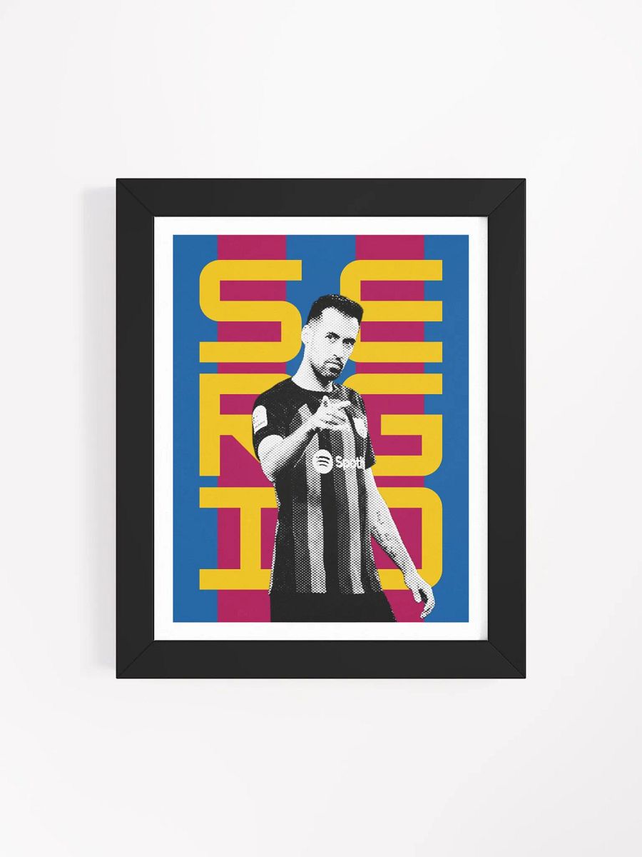Sergio Busquets BW Barcelona Name Art Framed Print product image (2)