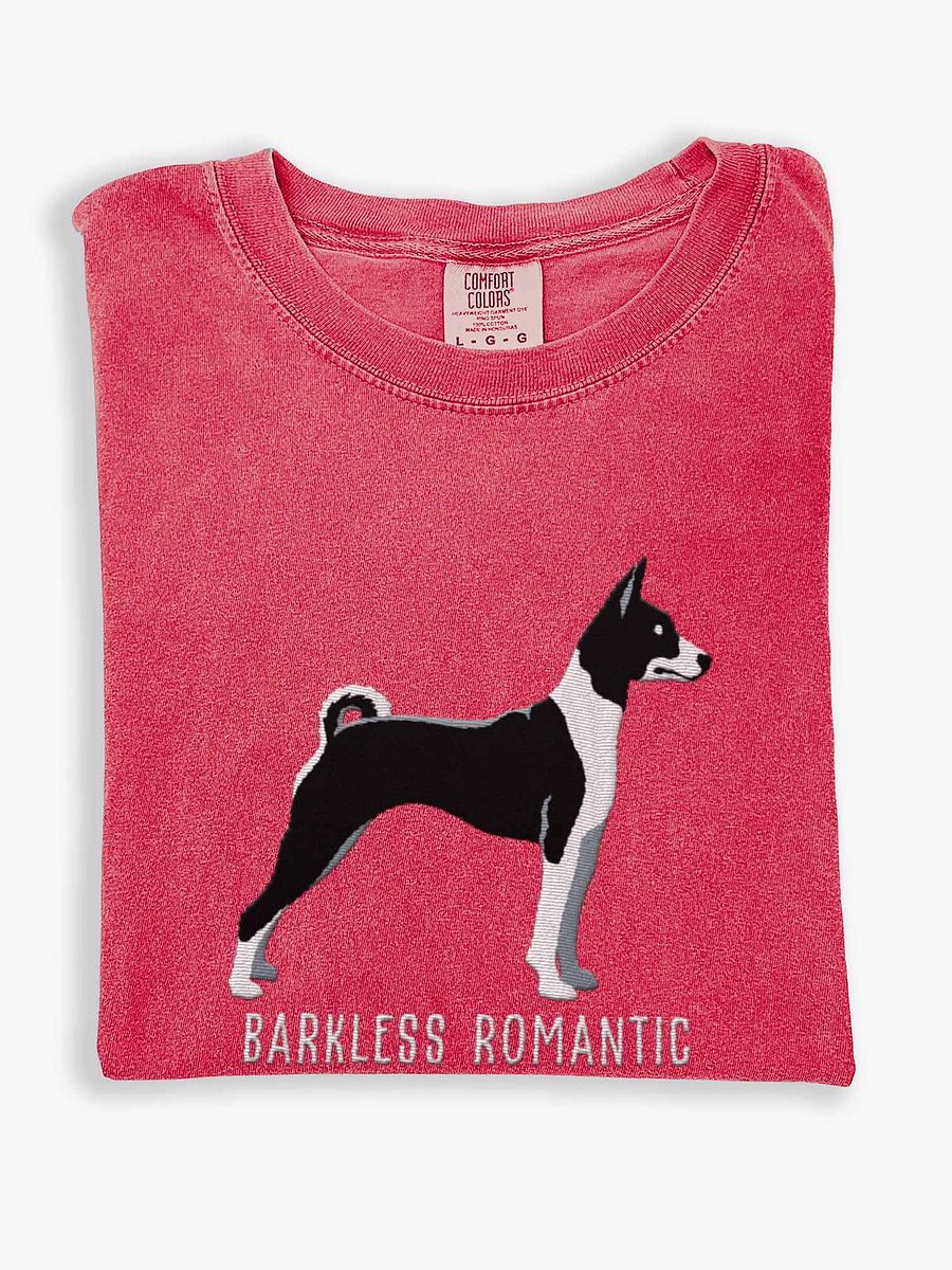 Barkless Romantic T-Shirt(Embroidered) of a Basenji(Black & White) product image (1)