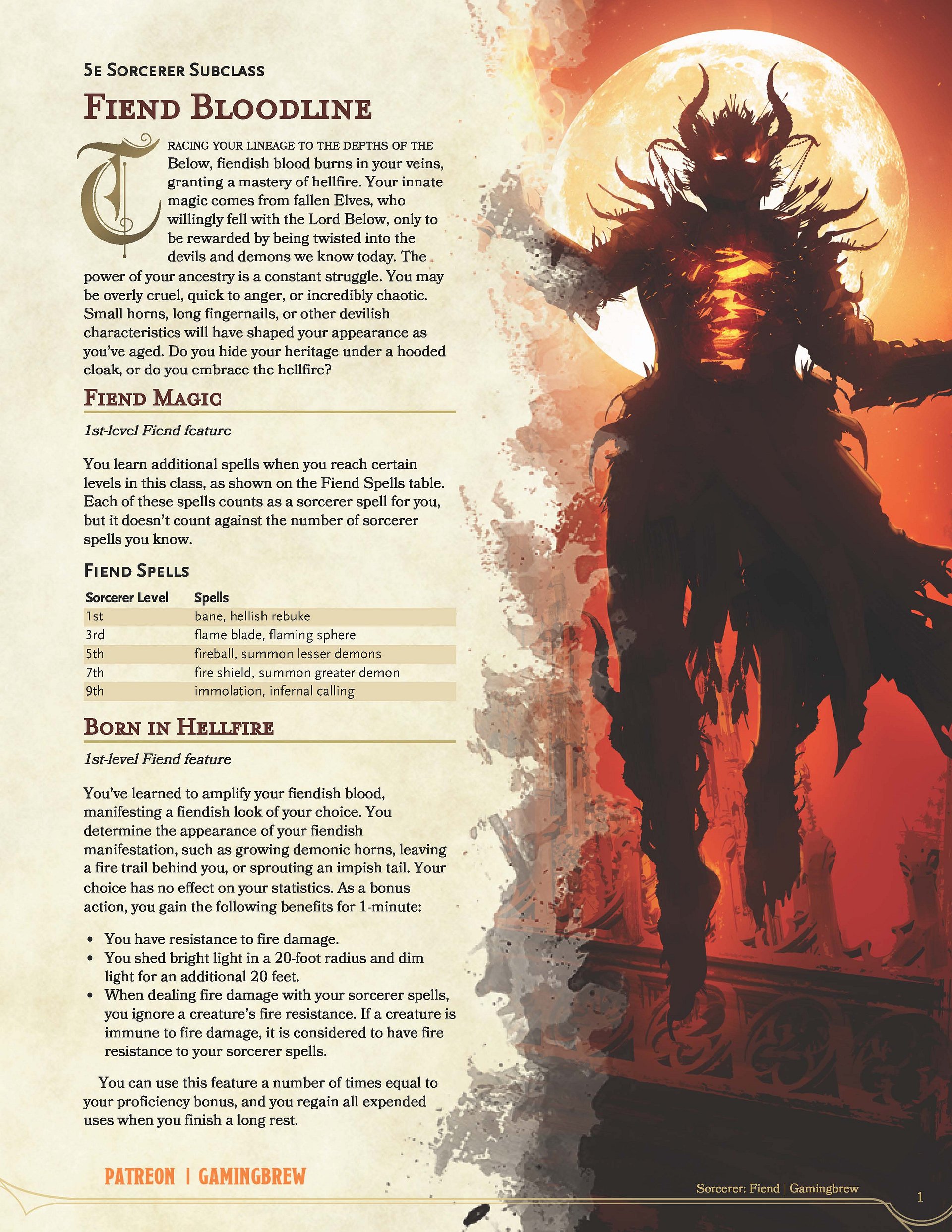 Fiend Bloodline | 5E Sorcerer Subclass product image (2)