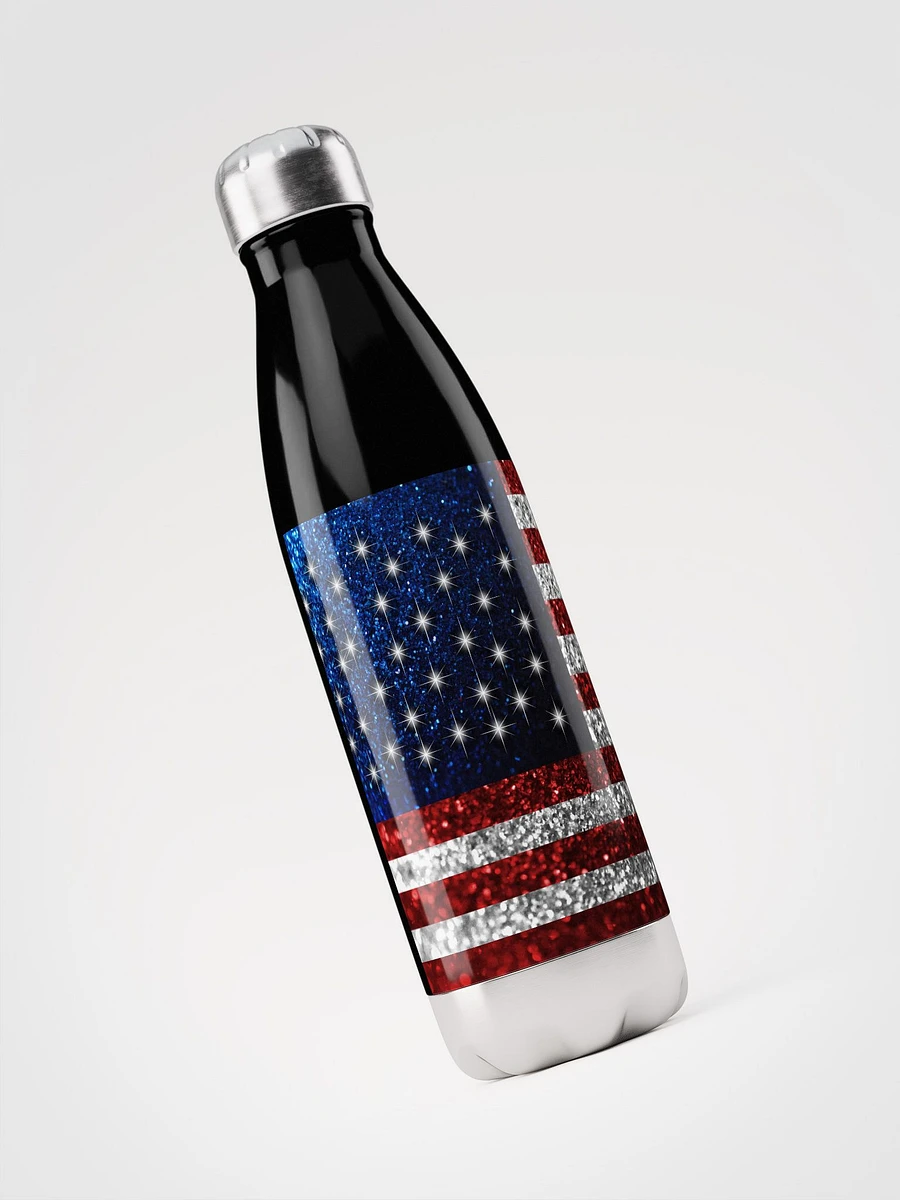 American Flag in Glitter Graphic Stainless Steel Waterbottle product image (3)