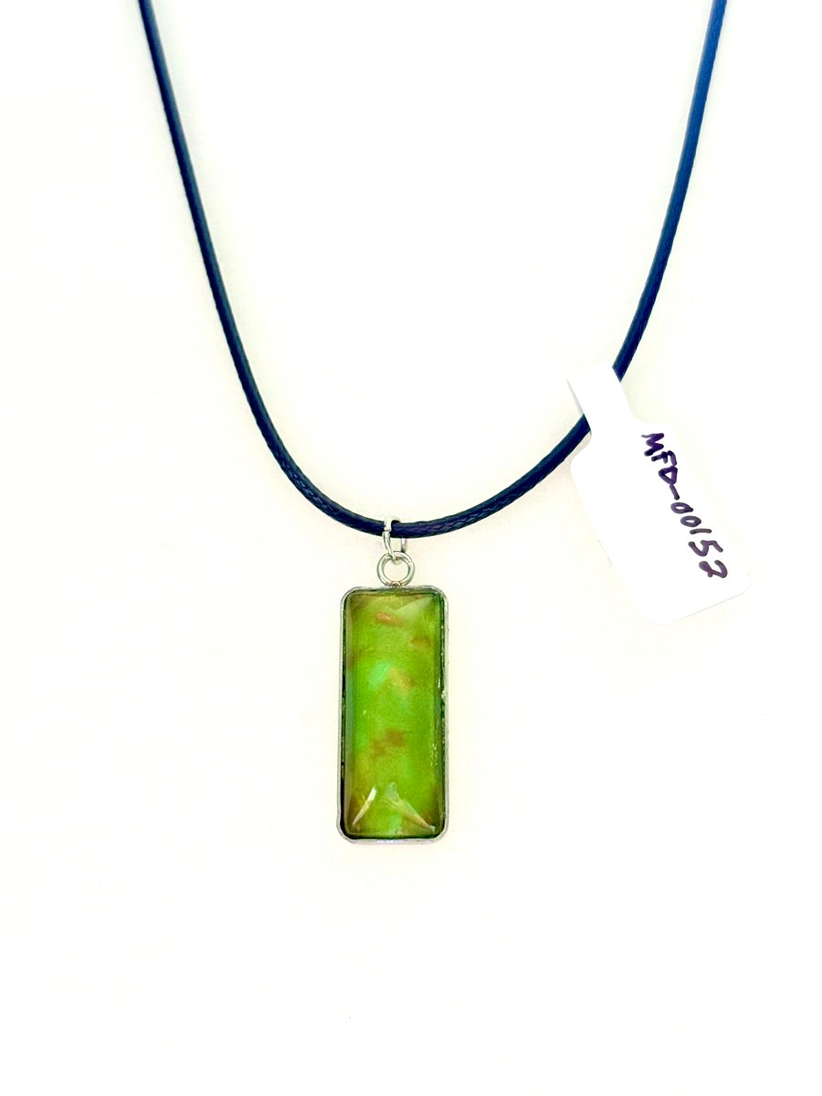 Electric Tide Pendant Necklace | Lime Green | Rectangle Cabochon | Monique Faella Designs™ | MFD-00152 product image (4)