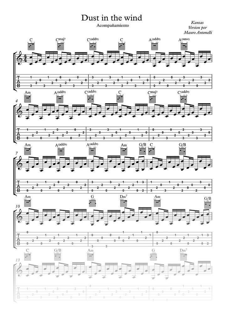 Dust in the wind - Partitura + Tabs + Acordes + Pista product image (2)