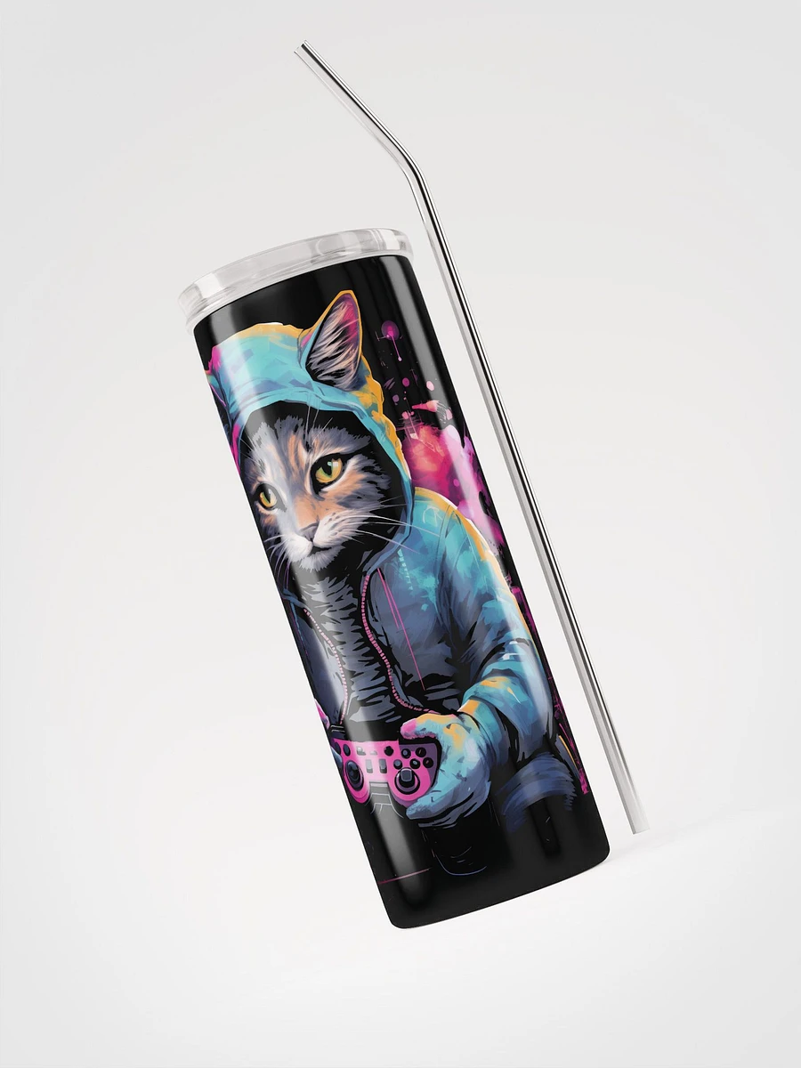 Whimsical Cat Gamer Stainless Steel Tumbler product image (3)
