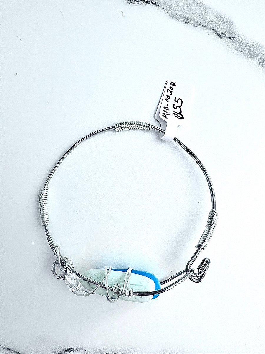 Ocean Whispers Wire-Wrapped Sea Glass Bracelet | Handmade 8" Coastal Charm by Monique Faella Designs™ | MFD-00202 product image (8)