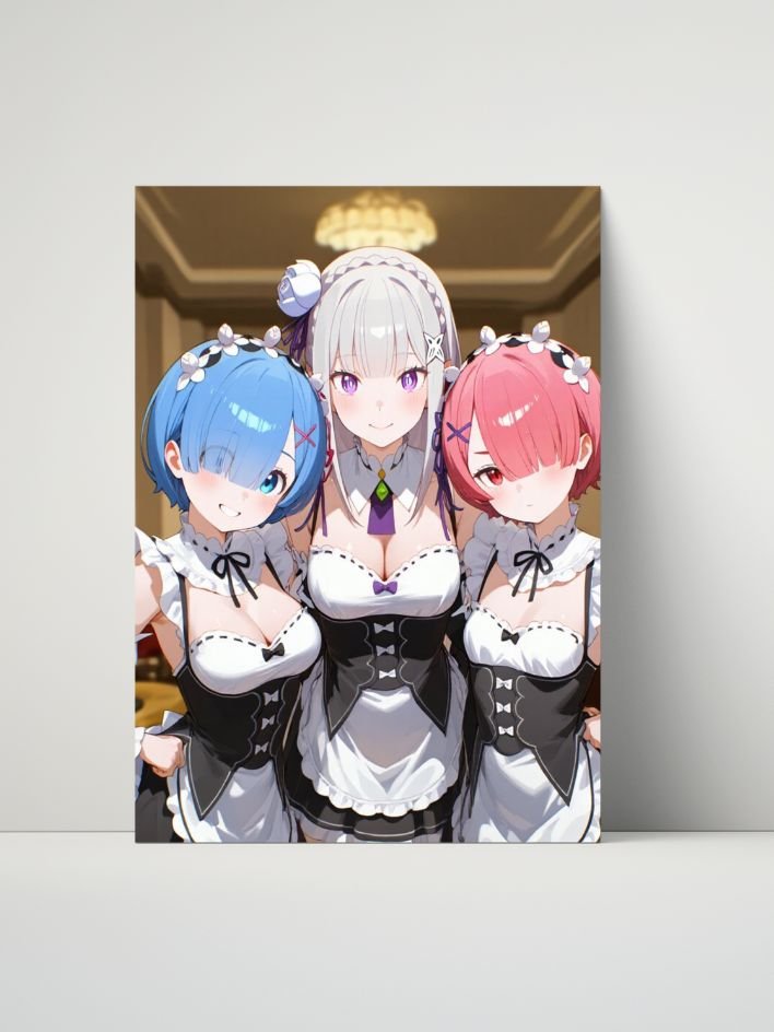 Re:Zero – Rem, Ram & Emilia Maid Ensemble – 8x10 Metal Print product image (1)