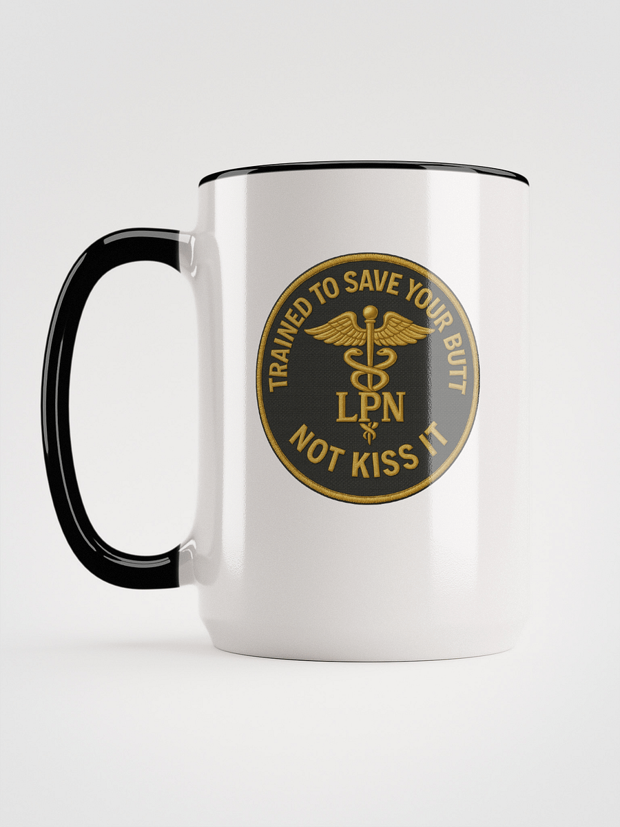 15oz Sassy LPN Mug – “Save Your Butt” Edition (White with Black Handle) product image (2)