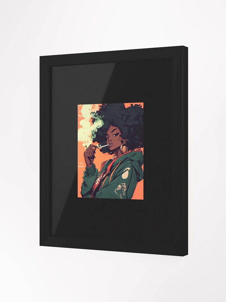 Smacked Life Society Cannabis Art Poster – Afro Queen Smoking Joint – Framed Stoner Wall Art product image (4)