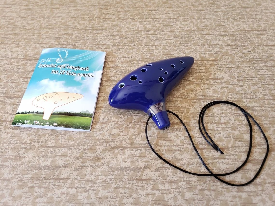 Blue Zelda Ocarina of Time Ceramic Alto C 12 Hole Flute Music Instrument Link Nintendo Birthday Christmas Xmas Gift product image (4)