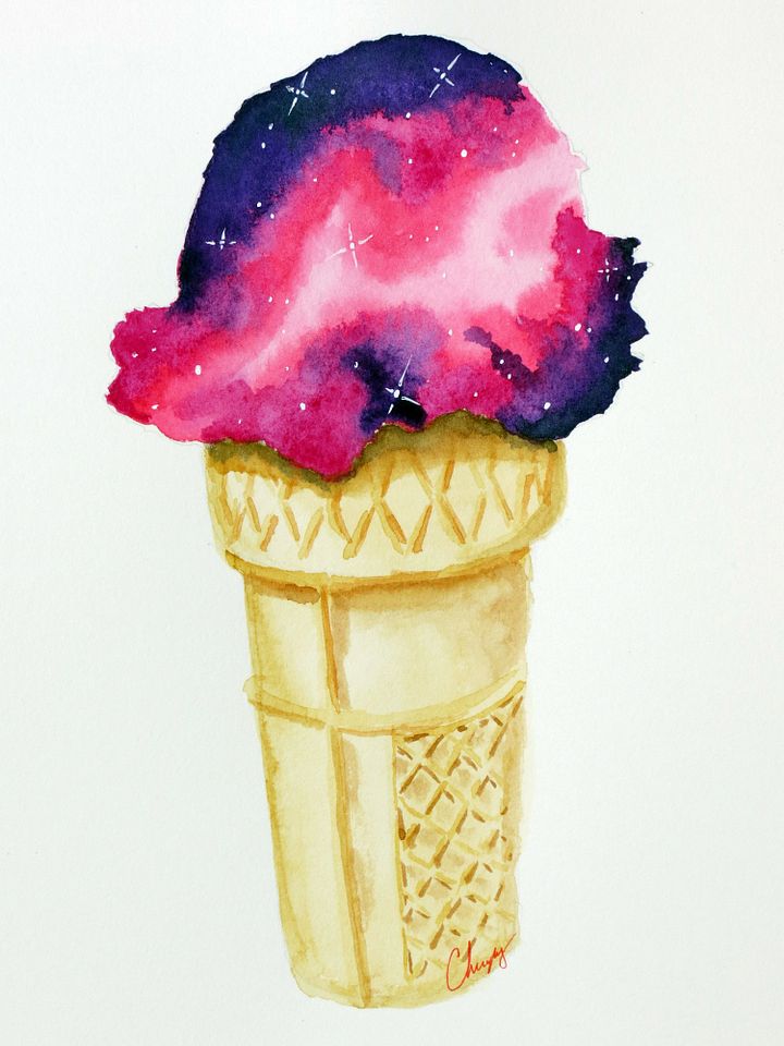Pink Galaxy Cone - Original Watercolor Painting product image (2)