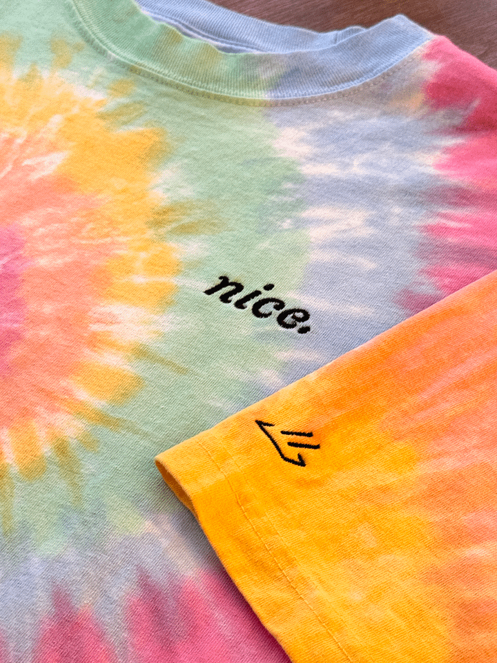 Nice. Embroidered Tie Dye Tee (Sherbet Rainbow) product image (2)