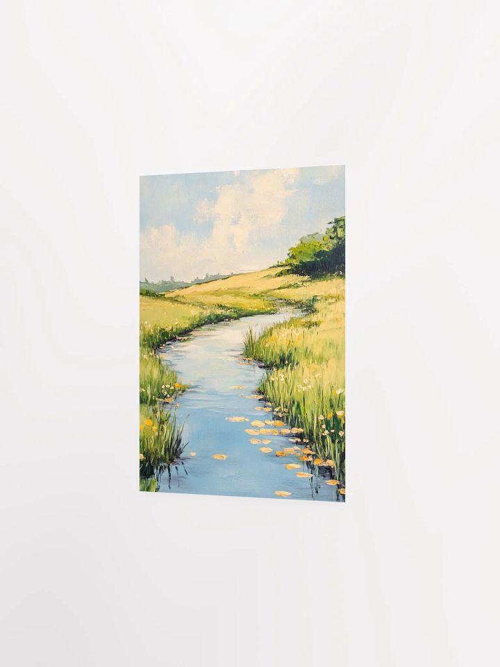 Serene River Through Green Fields - Rustic Nature Landscape Art product image (10)