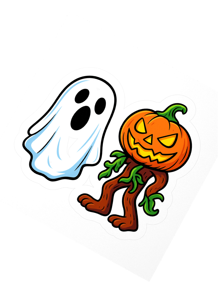 Spooko e Pumpkino – Funny Italian Brainrot Ghost & Pumpkin Sticker | Cute Spooky Halloween Meme Art product image (3)