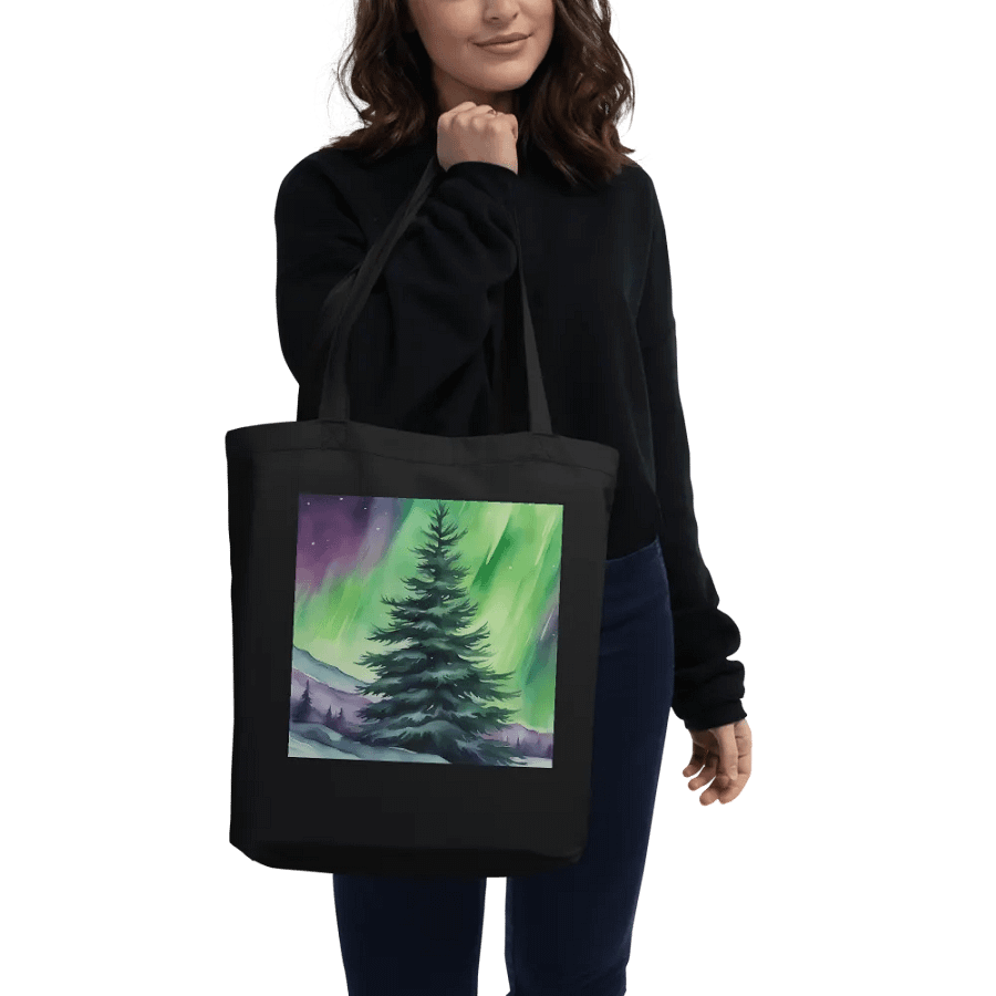 Northern Lights Fir Tree, Organic Cotton Twill Tote Bag product image (1)