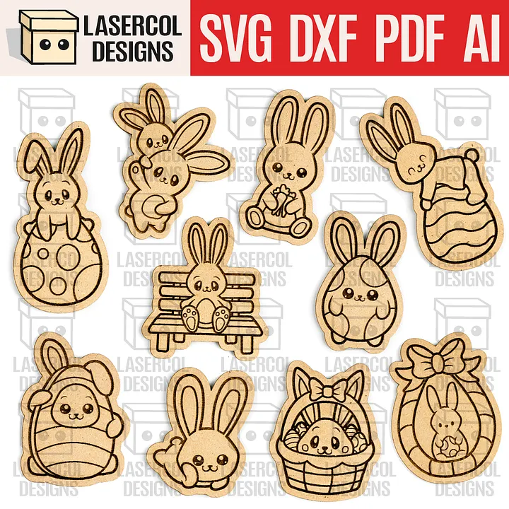 Easter Bunny Paint Kit DIY Cut Outs Set 4 - Laser Cut Files product image (1)