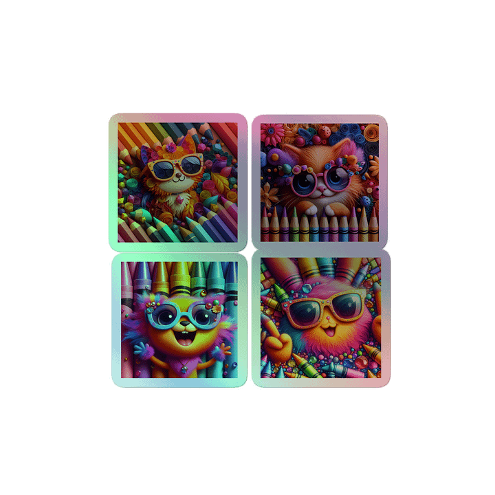 Whimsical Cats Holographic Sticker Set product image (2)