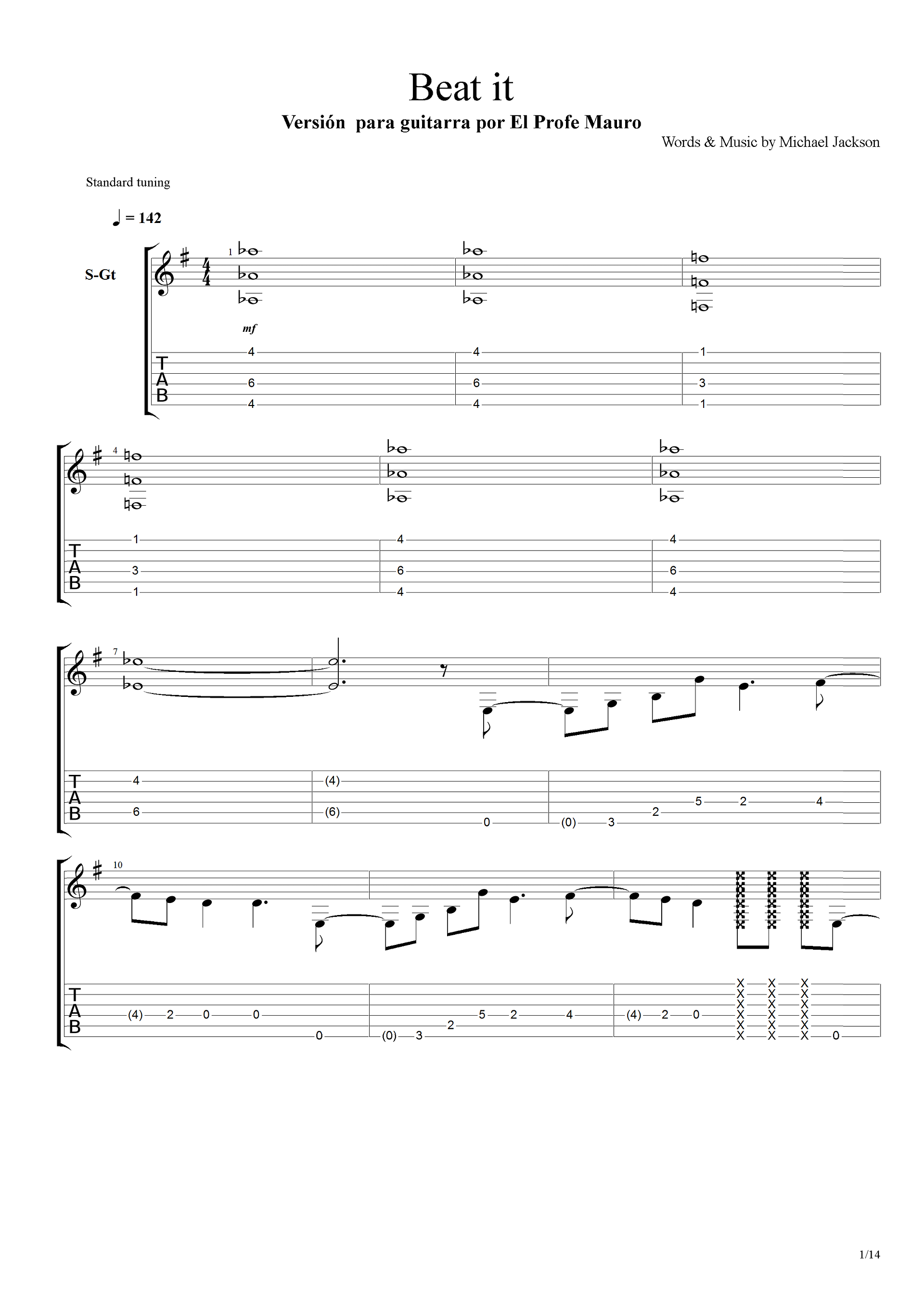 Beat it - Partitura + Tabs product image (1)