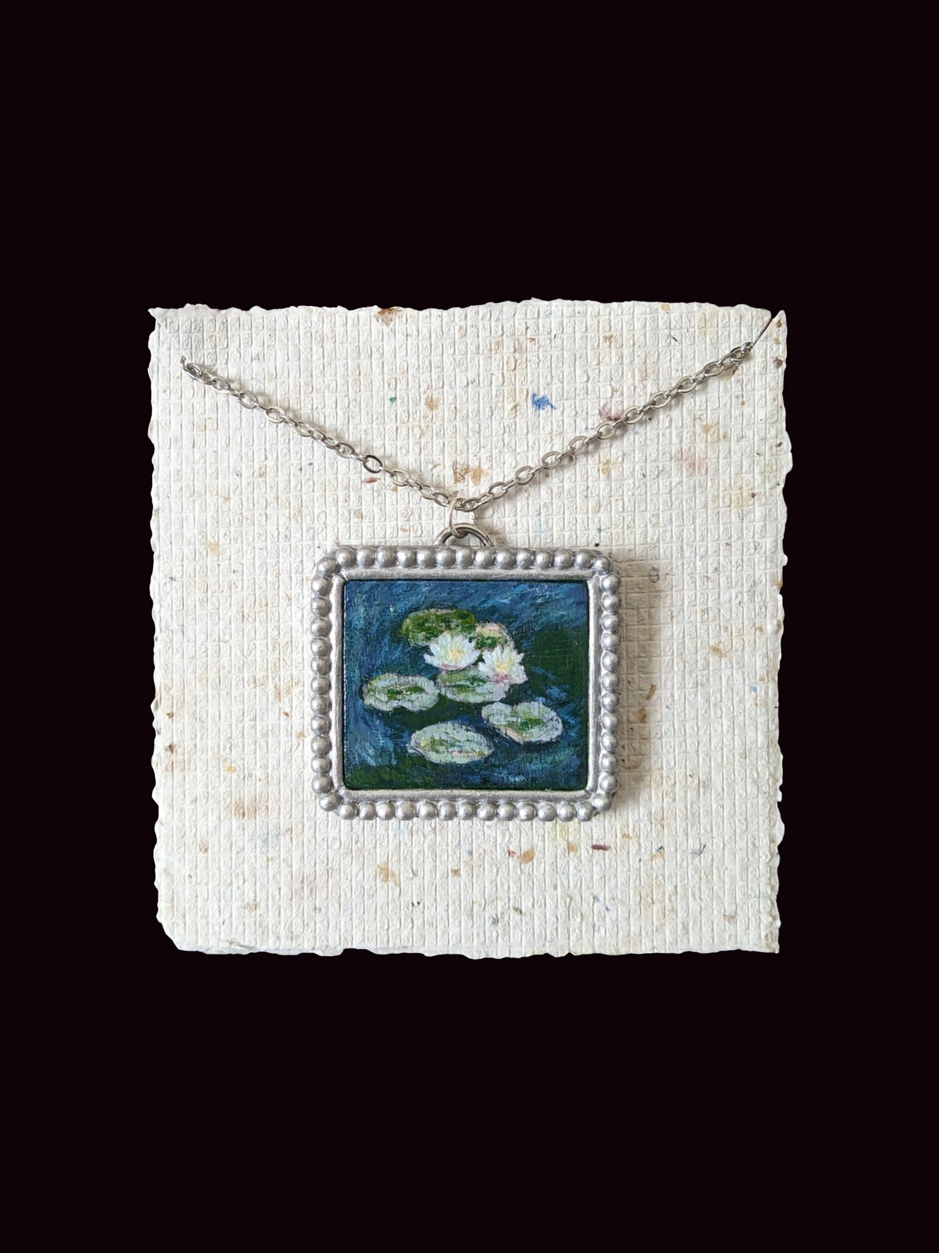 Monet Lillies Hand-Painted Pendant product image (1)